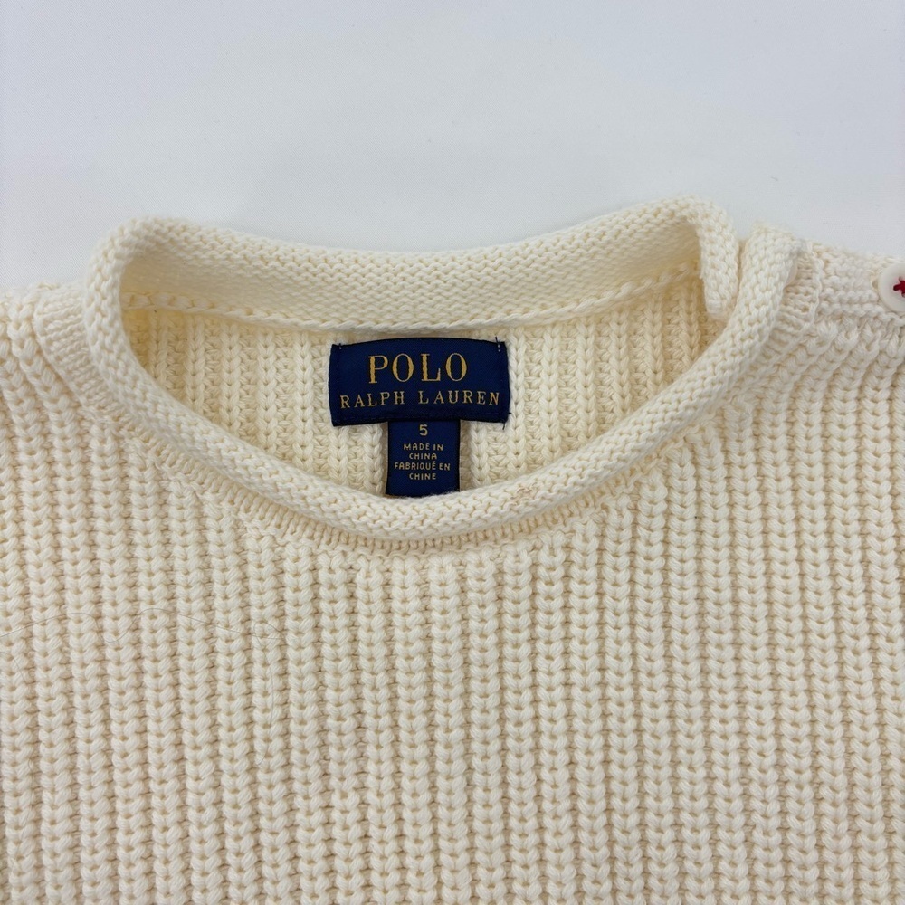 Polo Ralph Lauren Toddler’s Rollneck 100% Cotton Ivory Sweater for 5T Unisex - Picture 2 of 10
